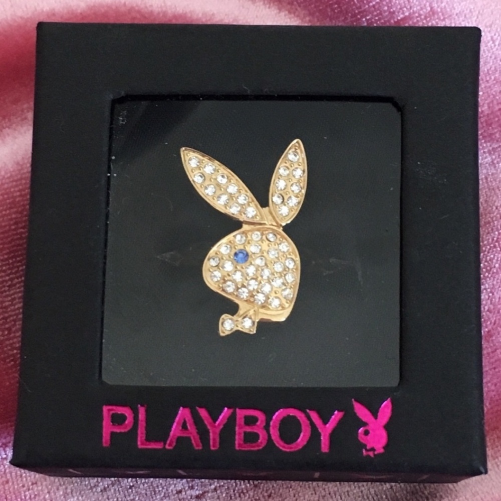 Playboy Ring Swarovski Crystal Bunny Logo Gold Plated NEW NWT NIB Authentic y2k